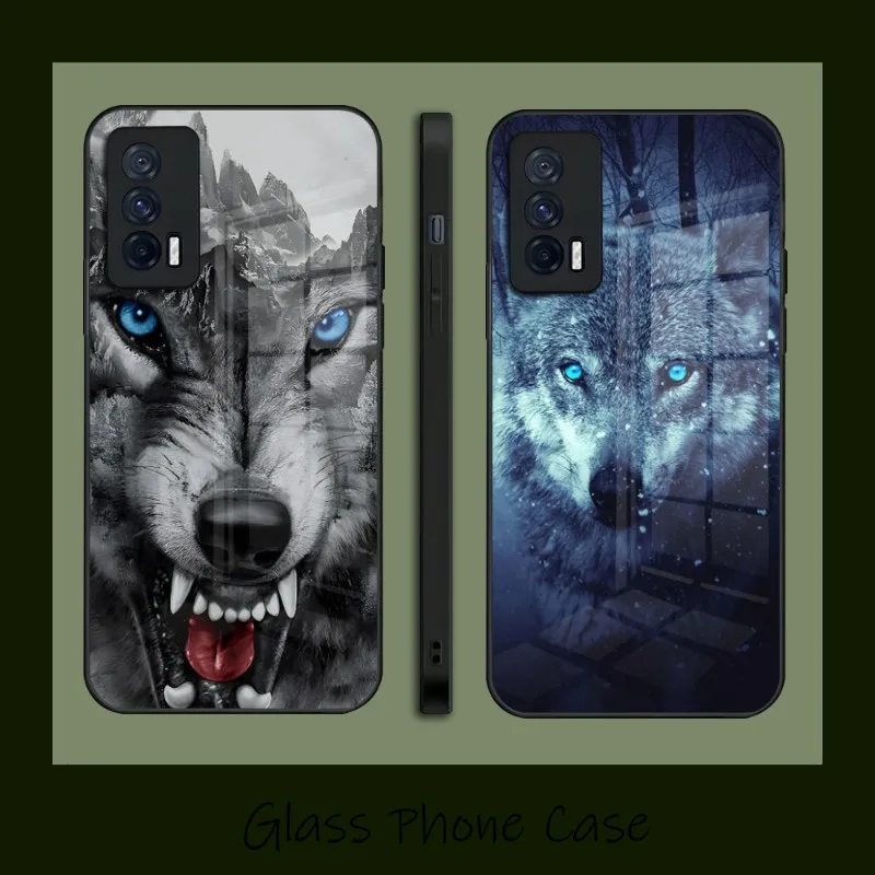 

Cool Black Wolf Print Phone Case Glass For Vivo Y73 Y76S Y55S Y31S Y30 S10 S10E S12 S9 S9E X60 X70 IQOO9 8 7 NEO5 5S 5SE Coque