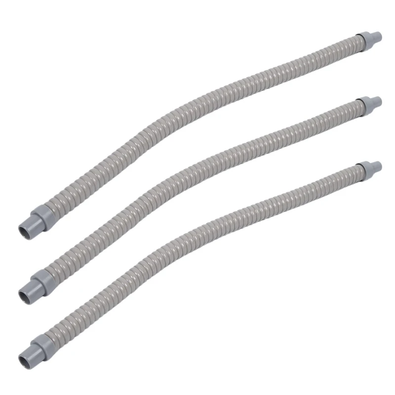 

3Pcs Plastic Water Drain Pipe Hose 60Cm Long For Air Conditioner Gray