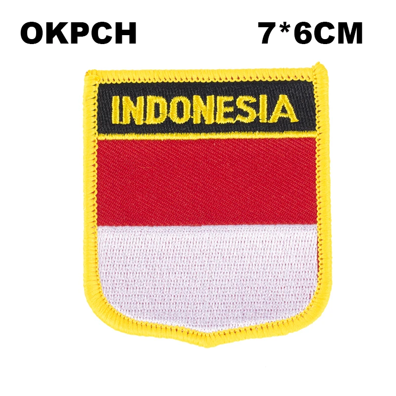 

Indonesia Flag Shield Shape Iron on Embroidery Patches Saw on Transfer Patches Sewing Applications for Clothes Back Pack C