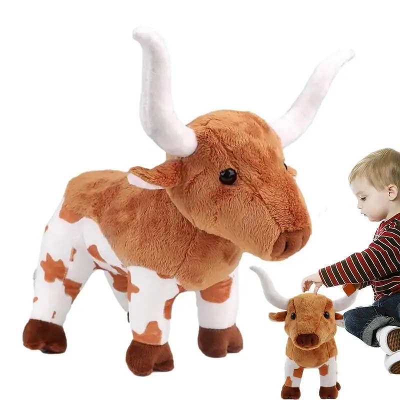 

Плюшевые бычьи куклы Longhorn, плюшевые куклы, игрушки с большими капюшонами, хлопковая набивка, мягкие животные, корова, игрушка для малышей, де...