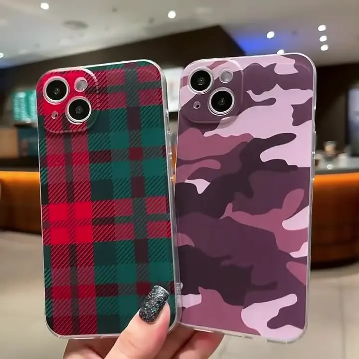

Camouflage Phone Case For iPhone 13 12 Pro Max Case X XR XS Mini 7 8 Plus Fundas Classic grid Cover for iphone 11 pro max case
