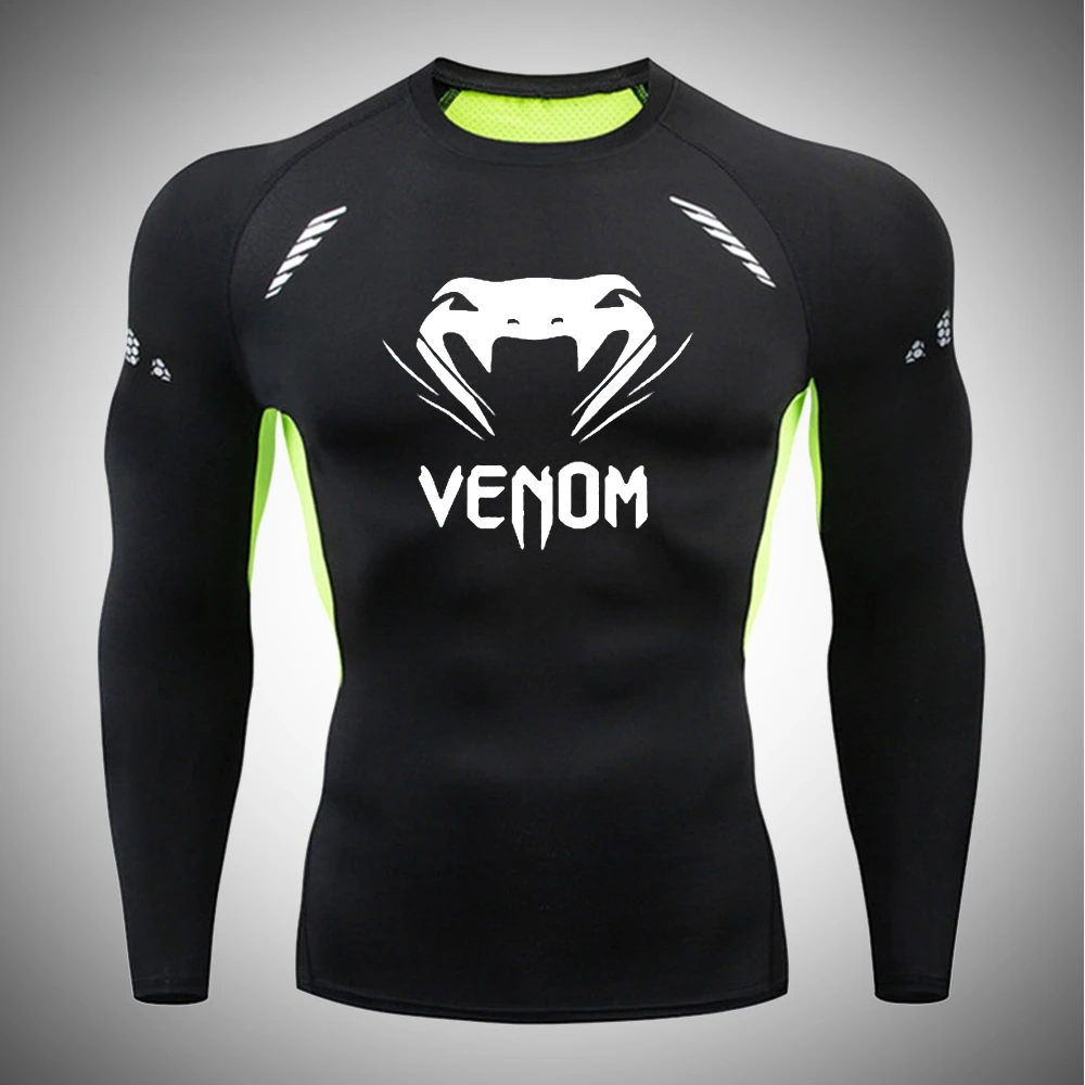 Фото Мужская компрессионная футболка для MMA Rashguard бокса мужские майки для Муай Тай кикбоксинга спортивные футболки для фитнеса тренировок Jiu Jitsu мужские футболки №2