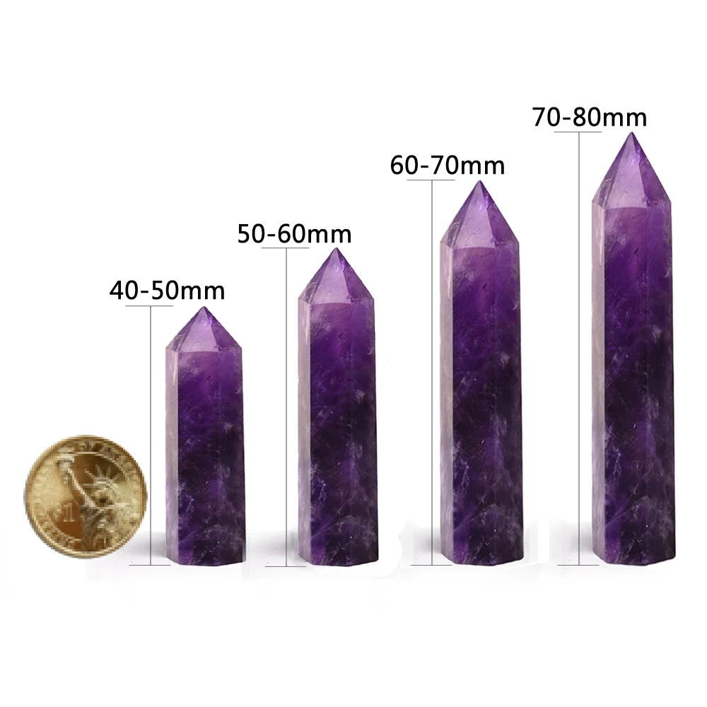Natural Crystals Obelisk Mineral Point Wand and Stones Healing Amethyst Quartz Polished Column Chakra Room Decor Ore Crafts 1PC