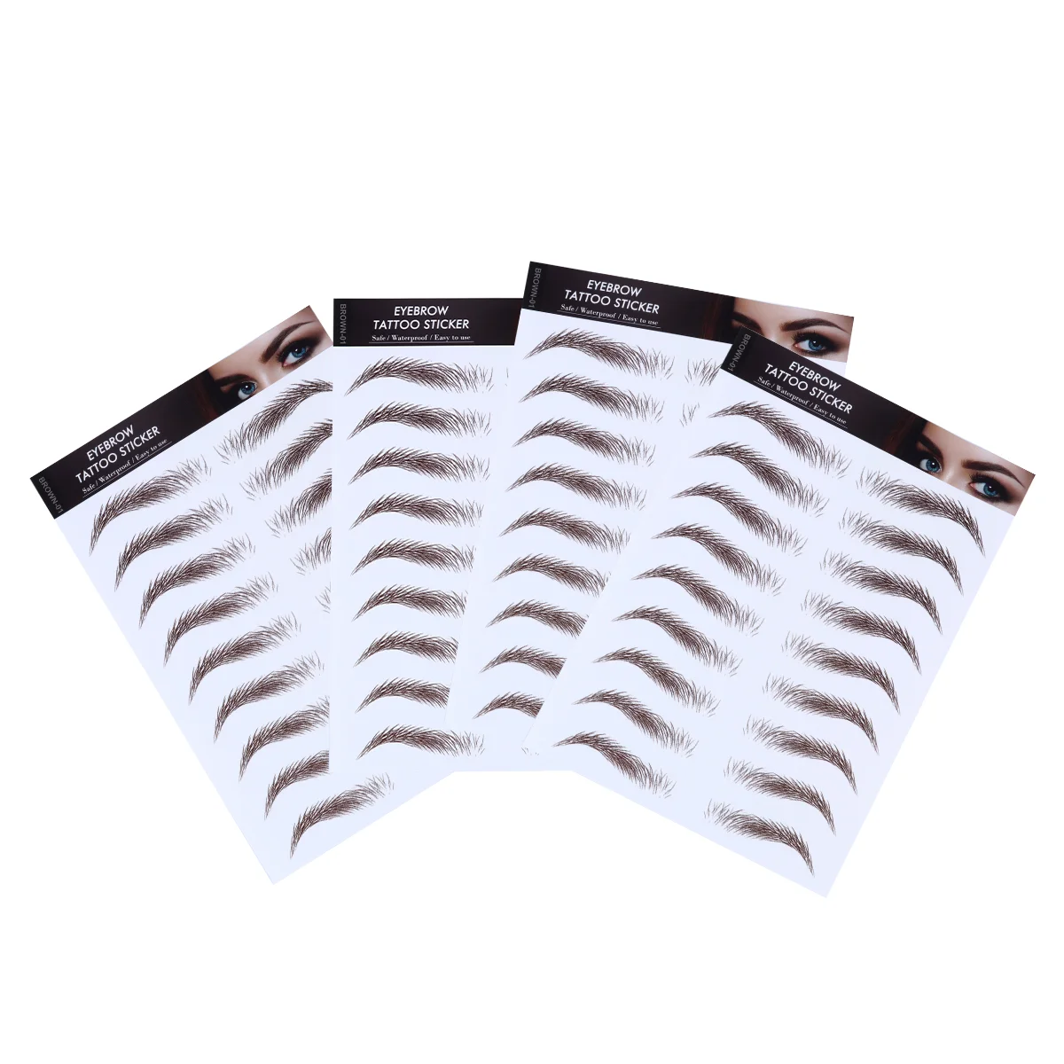 

4 Pcs Eyebrow Stickers Imitation Tool Makeup Water Transfer 6D Hair-Like Eyebrows Paper Soy Ink Artificial Waterproof