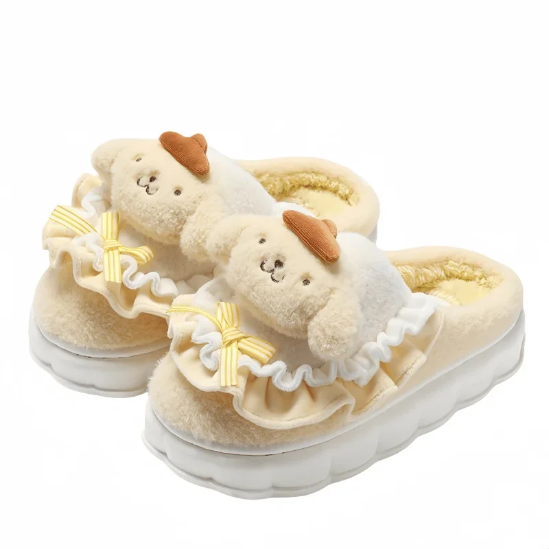 Hello Kitty Cartoon Animation Character Kawaii Kuromi Cotton Slippers Bag Heel Home Good-Looking Cute Warm Plush