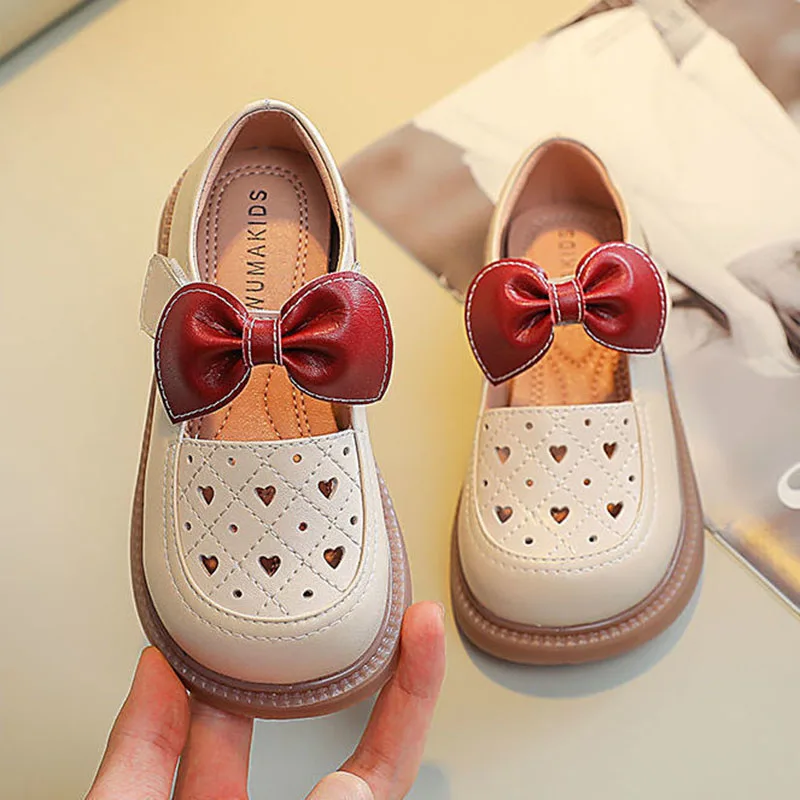 

Kids Shoes For Girl 2022 Spring Autumn Princess Girl Child Pumps Hollow Out Bowknot Cute Fashion Children'S Shoe