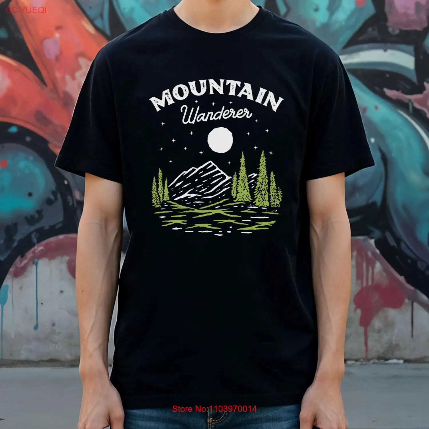 Футболка с графическим принтом горные путешествия-уличные приключения-мужские и
