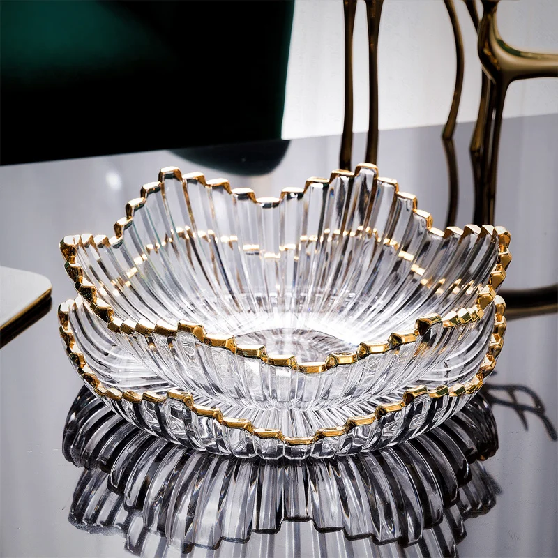 

Light Luxury Nordic Crystal Glass Modern Living Room Coffee Table Household Fruit Plate Snack Candy