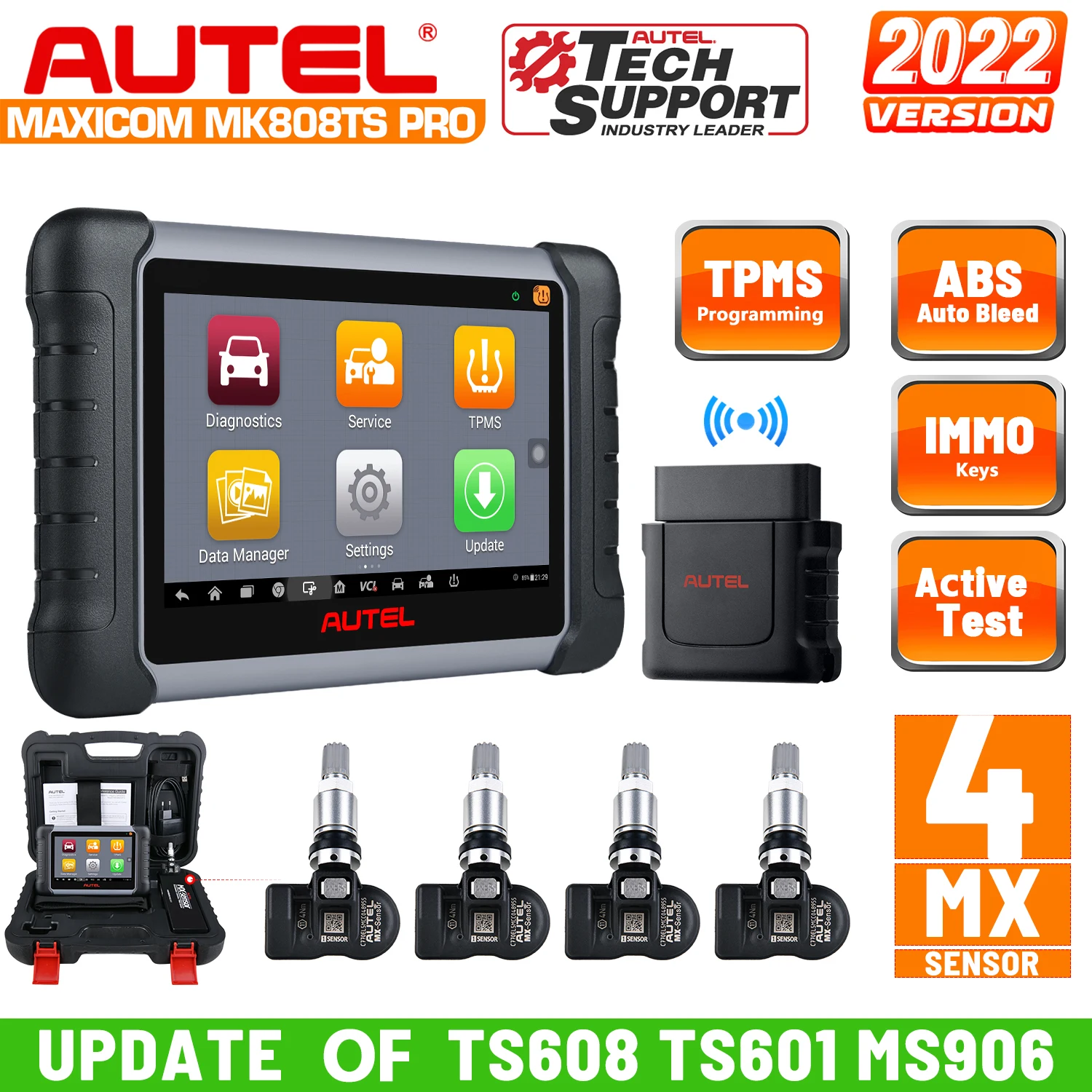 

Autel MaxiCOM MK808TS PRO автомобильный диагностический инструмент OBD2 сканер считыватель кодов с датчиком TPMS программирующие функции PK MK808 MK808TS