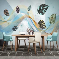 custom photo 3d wallpaper wall murals nordic modern geometric lines leaves fresco living room sofa bedroom tv home decor poster
