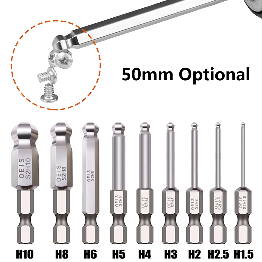 

Ball End Hex Head Allen Wrench Drill Bit Set 1/4 Inch Shank 50mm Hex Bit Set Magnetic Tip Metric Allen Screwdriver Bits