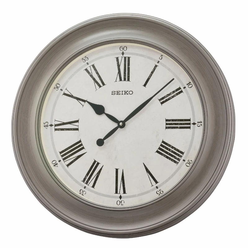 

Free Shipping Noa Wall Clock 22" Traditional Round Quartz Analog Gray Roman numerals wide frame