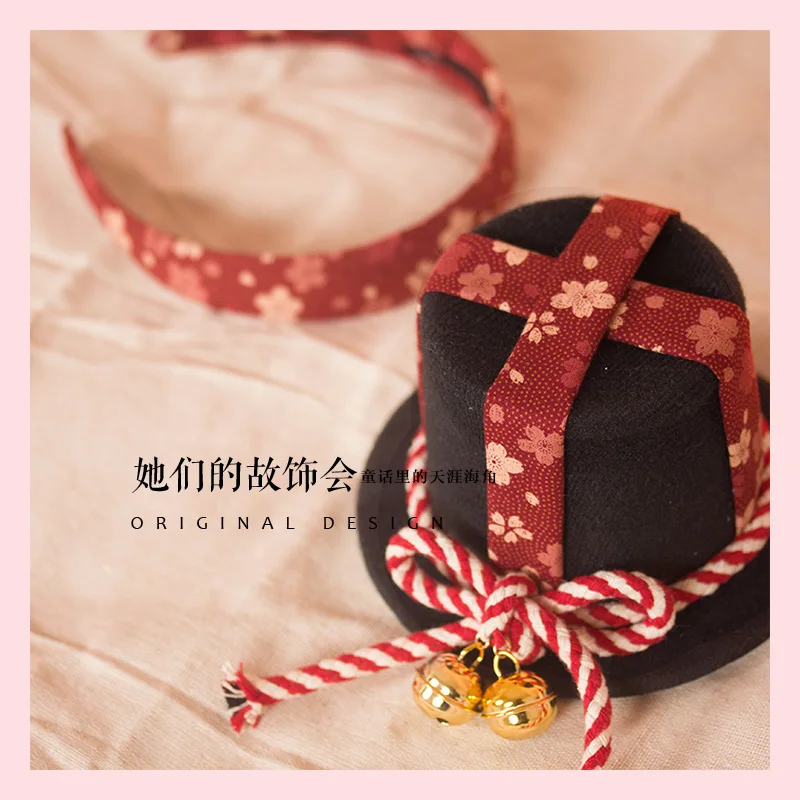 

Hefeng черная шляпа с цветком вишни заколка для волос ручной работы бант колокольчик украшение для волос головной убор ручной работы хлопковая широкая повязка для волос