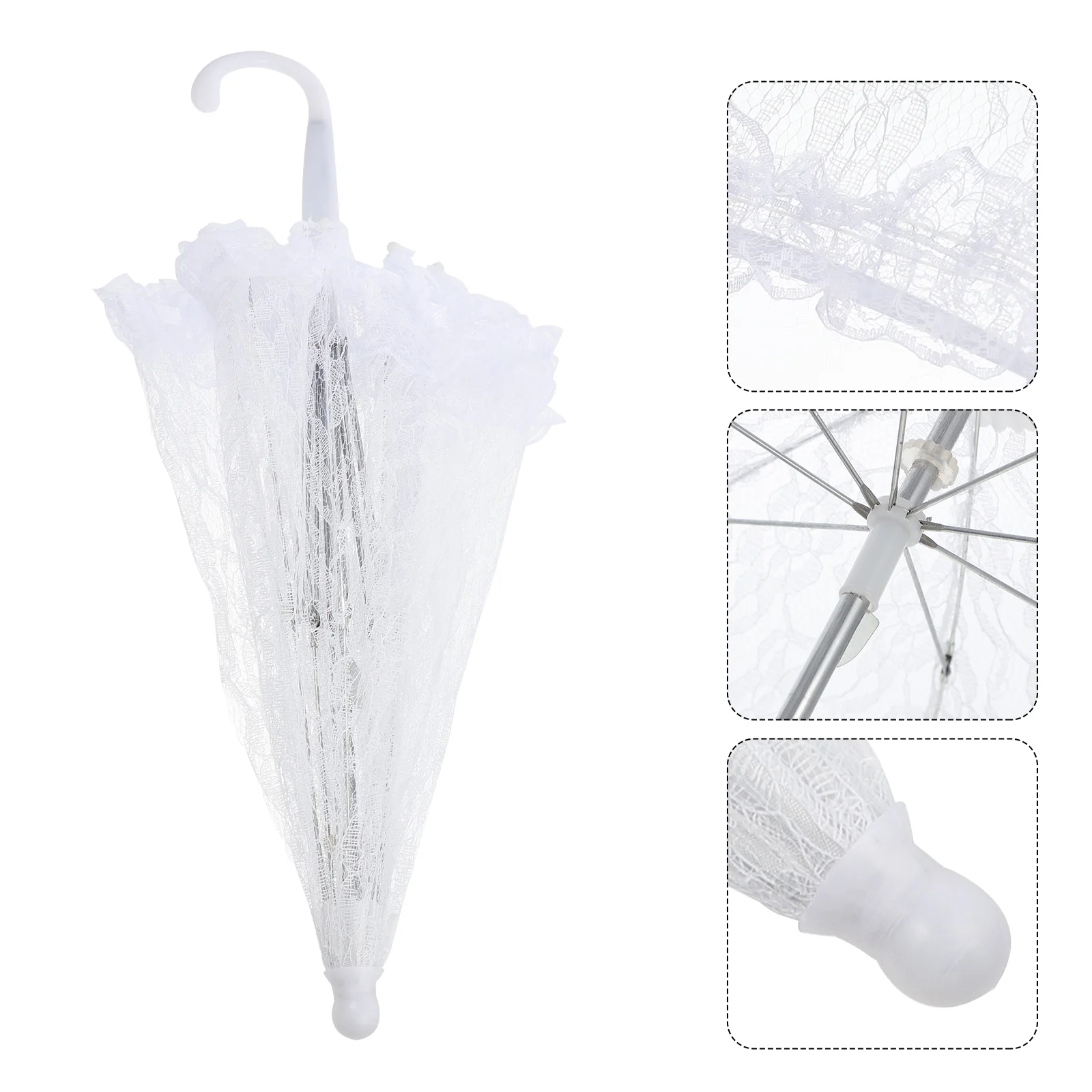 

Umbrella Lace Parasol White Wedding Vintage Bridal Umbrellas Flower Clear Prop Sun Embroidery Parasols Weddings Romantic Crafted