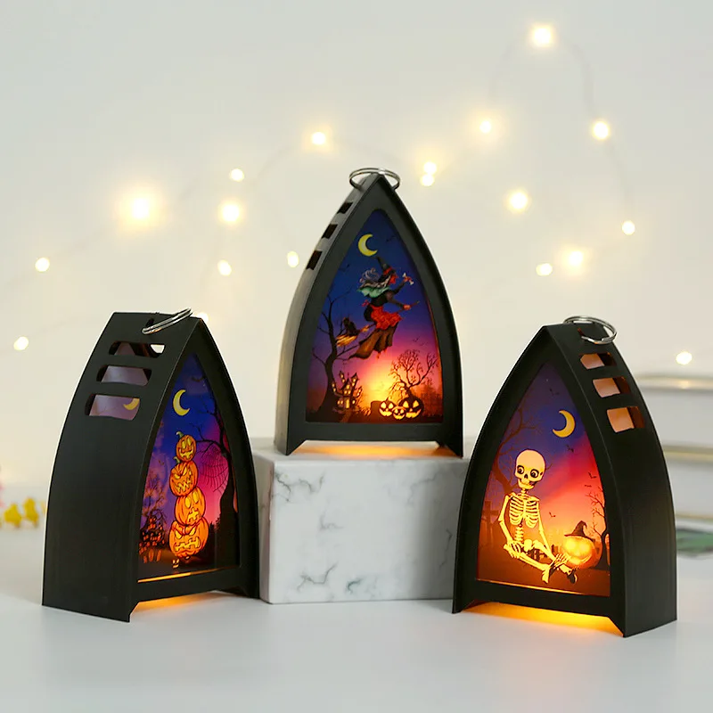 

Halloween wind lantern Candlestick LED electronic candle pumpkin lantern horse lantern witch skeleton decoration atmosphere prop