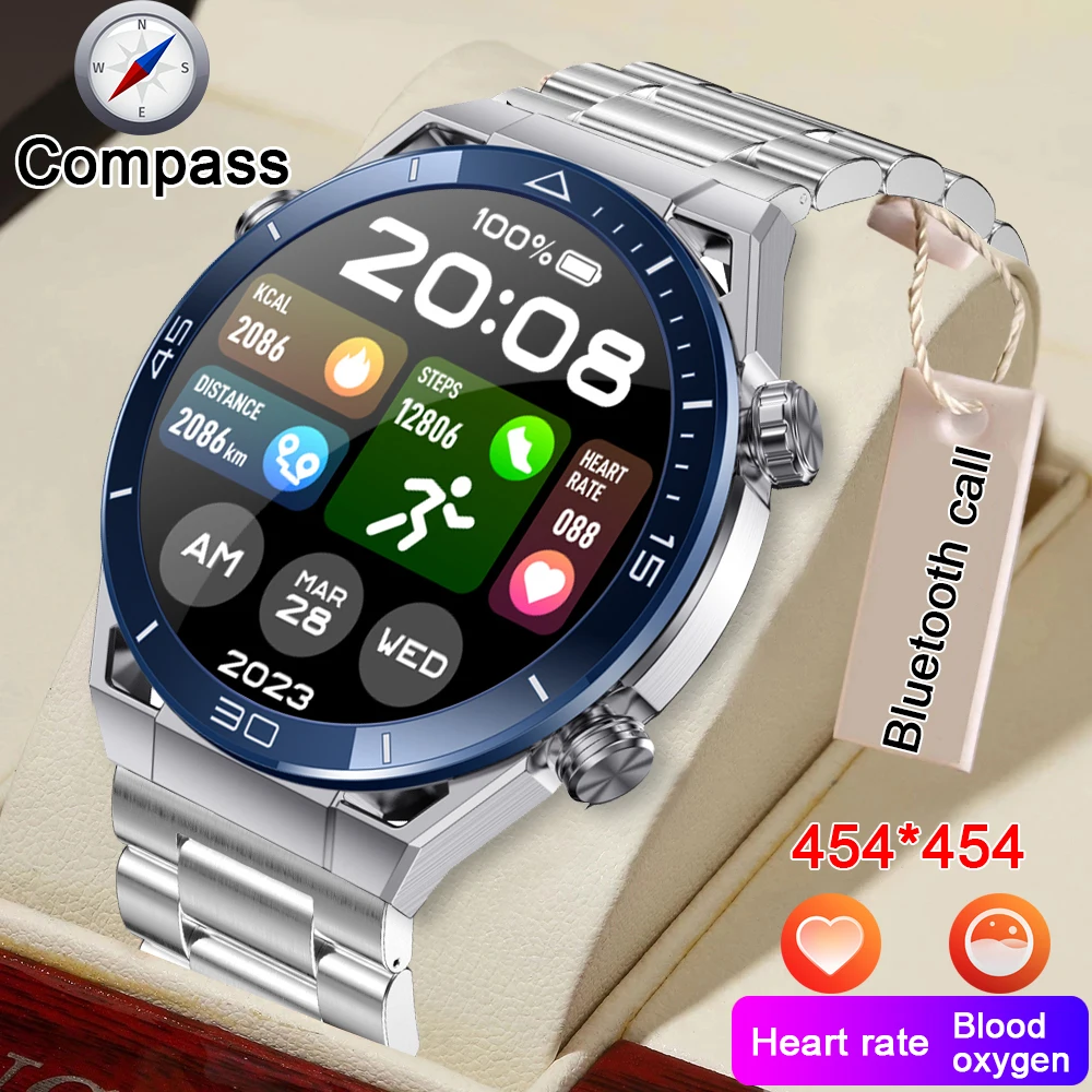

454*454 NFC Smart Watch for Men compass Bluetooth Calling Health Monitor Sport Waterproof watches men Smartwatch fitness tracker