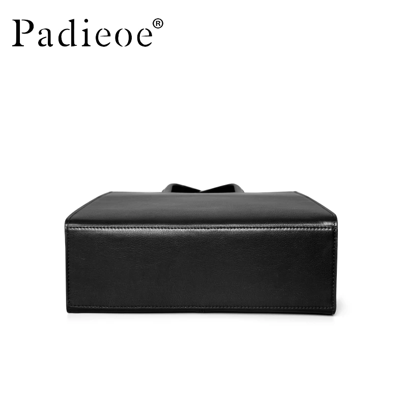 PADIEOE Leather Men's Handbag Vertical Top Cow Leather Men's Bag Business Work Bag Men's Briefcase