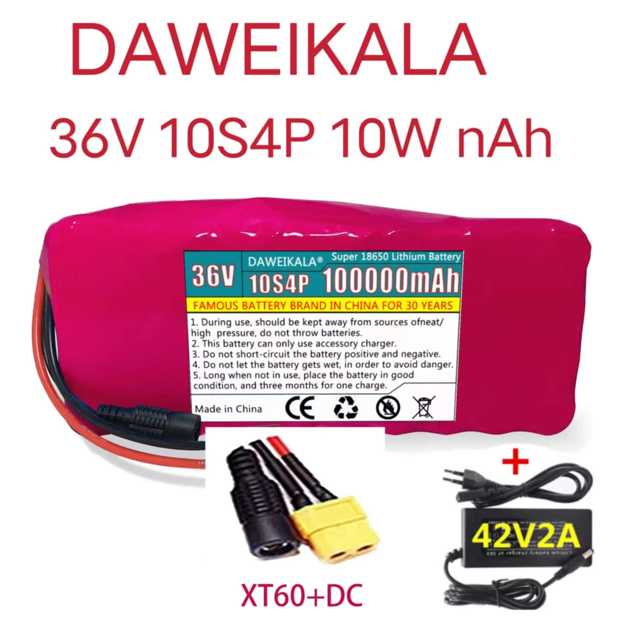 

Аккумулятор XT60 36 В 10S4P 1000 Ач, Вт, 36 В мАч