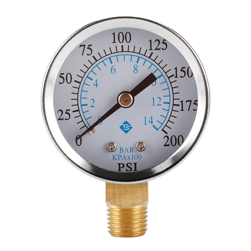 

0-200psi 0-14bar 1/4NPT 50mm Air Pressure Gauge Radial Hydraulic Gauge Oil Pressure Gauge Water Pressure Meter