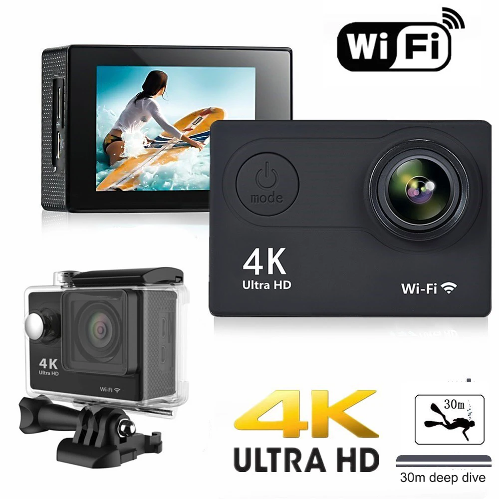 

Экшн-камера Ultra HD 4K, 30 кадров/с, Wi-Fi, 2,0 дюйма