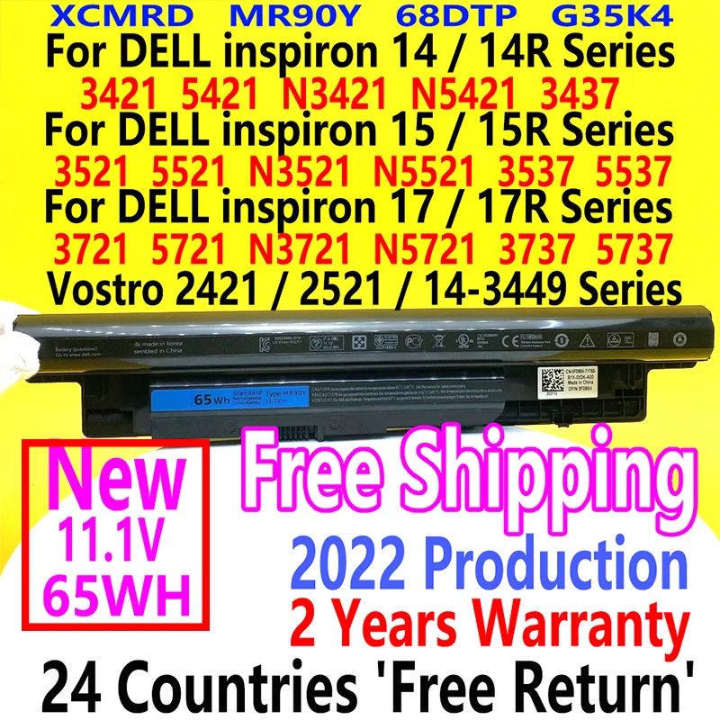 NEW 40Wh 65Wh MR90Y XCMRD Battery For DELL Inspiron 14 3421 5421 3521 5521 3721 5721 Latitude 3440 3540 Vostro 2451 2521 Laptop
