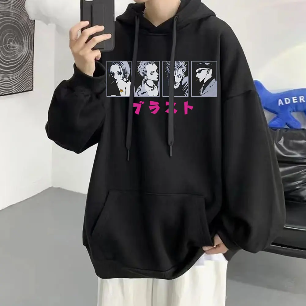

Толстовка с капюшоном для мужчин и женщин, худи с принтом черных камней, в стиле аниме Nano Osaki, модные пуловеры с длинным рукавом в стиле Харад...