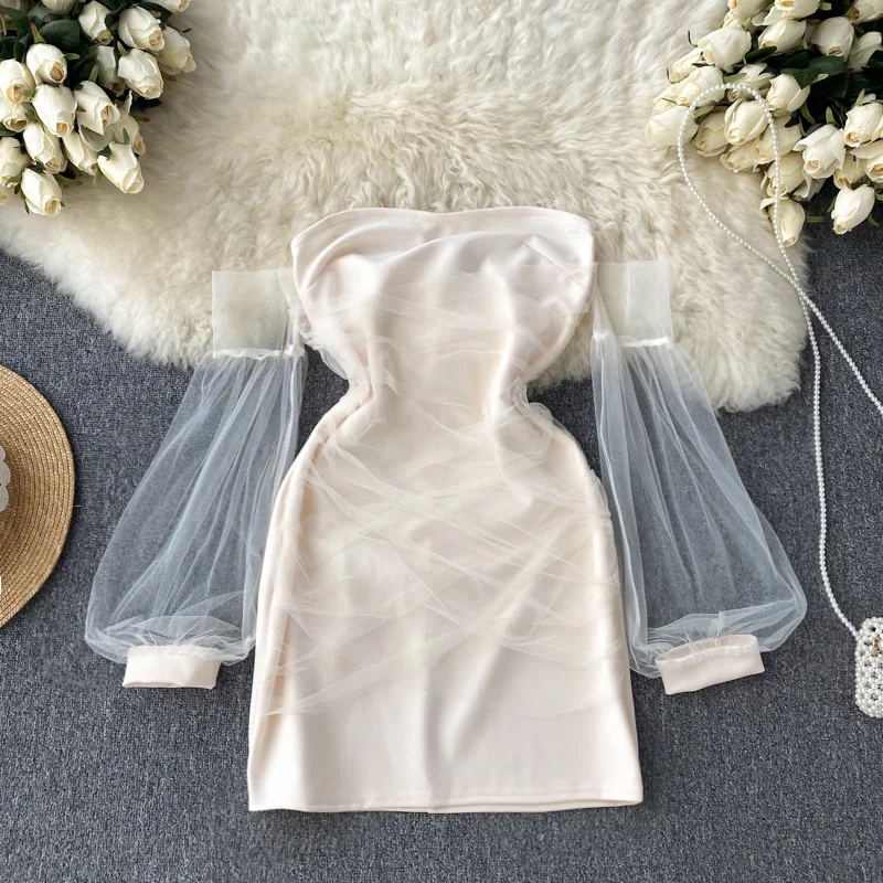 

Знаменитостей темперамент дизайн чувство сетки прострочка Топ Платье Осень Женская поясная сумка бедра черная короткая юбка