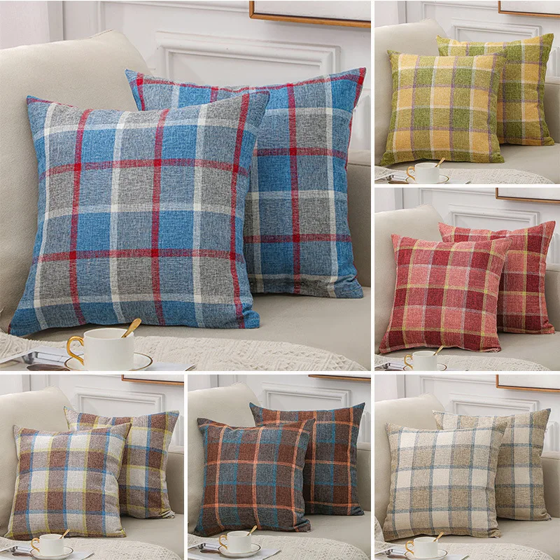 

2pc Linen Candy Color European Style Soft Throw Pillow Case For Sofa Car Home Decorative Pillowcase Cushion Cover Without Core