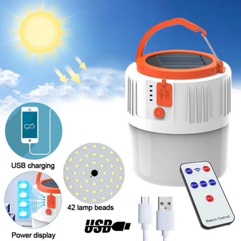 

Waterproof LED Solar Lights Outdoor USB Phone Charging LED Lights Long-Lasting Power for Garden Camp Hoom Emergency LED Bulbs