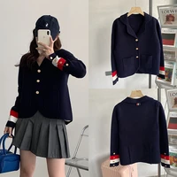 tb british style lapel small suit jacket female college style hit color slim temperament short single breasted suit cardigan
