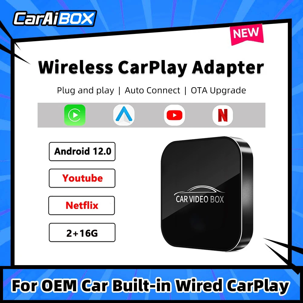 CarAiBOX 3 в 1 Android 12 0 автомобильная видеоприставка беспроводной Carplay/Android