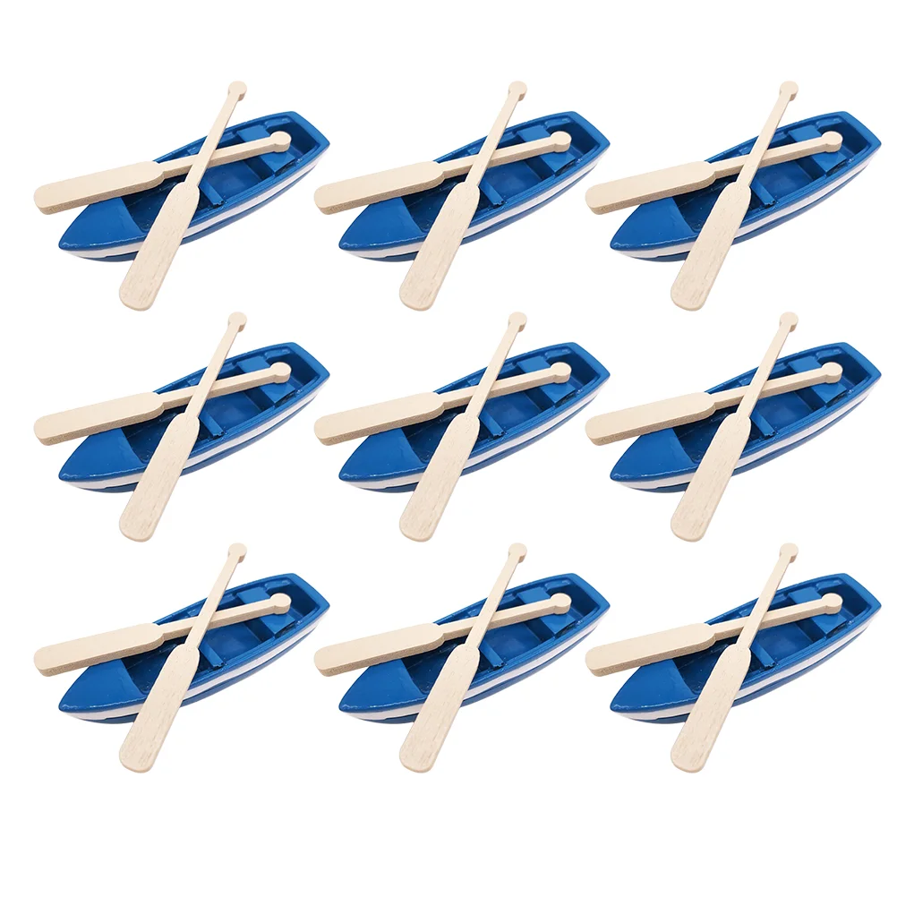 

Boat Model Miniature Mini Rowboat Micro Resin Landscape Boats Ocean Beach Paddles Ornament Decor Ship Simulation Prop Paddle