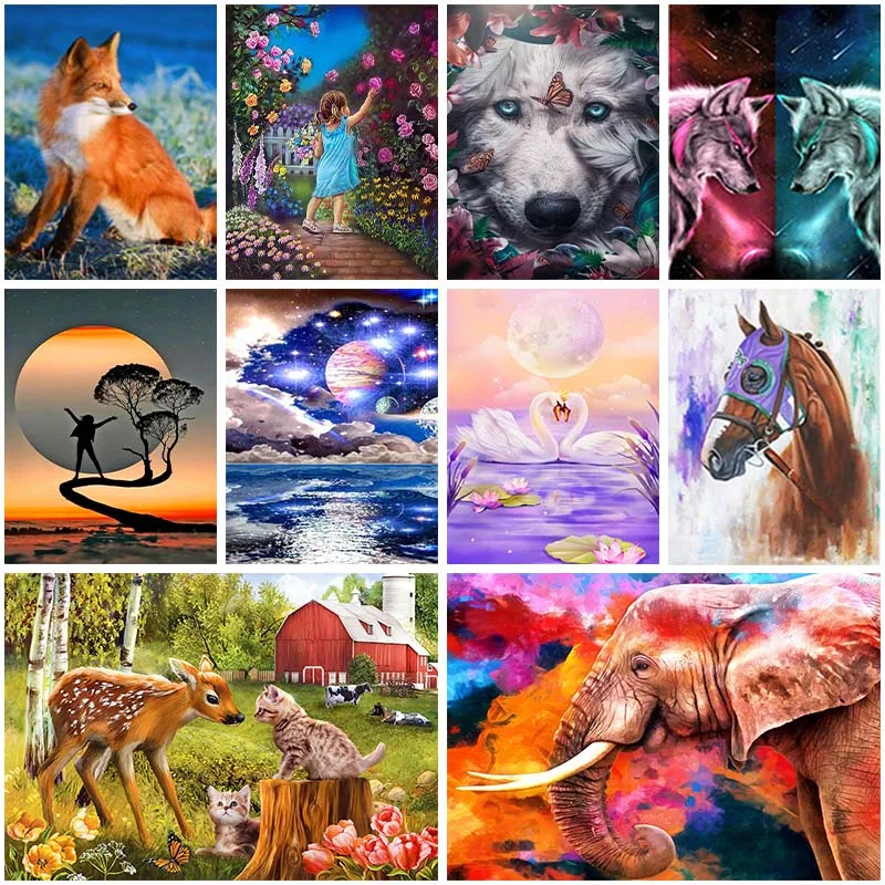 

Алмазная 5D картина «сделай сам», полное круговое сверло, мозаика, пейзаж, животное, алмазная вышивка, волк, лисы, стразы, домашний декор, пода...