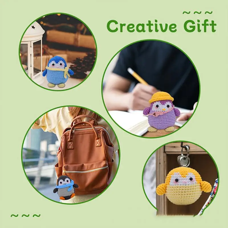 Набор для вязания крючком взрослых. начинающих. Семья пингвинов с пряжами