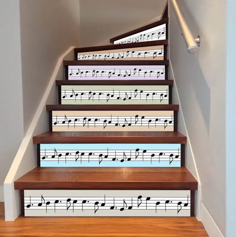 

Music notes Tile, Waterproof Vinyl Tile Pack of 24, Tile decals for Kitchen, Stair or any other smooth surface .FREE SHIPPING