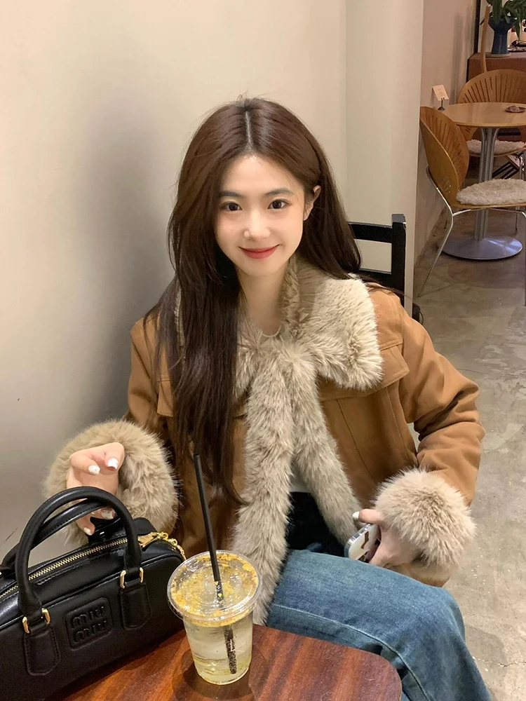 Пушистая верхняя одежда для женщин зима 2024 новая утолщенная темпераментная