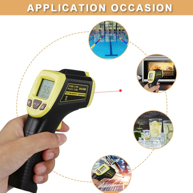 

GM320S Non-Contact Industrial Infrared Thermometer Useful IR High Temperature Gun -50~600℃/ -58~1112℉ LCD Laser-Pointer