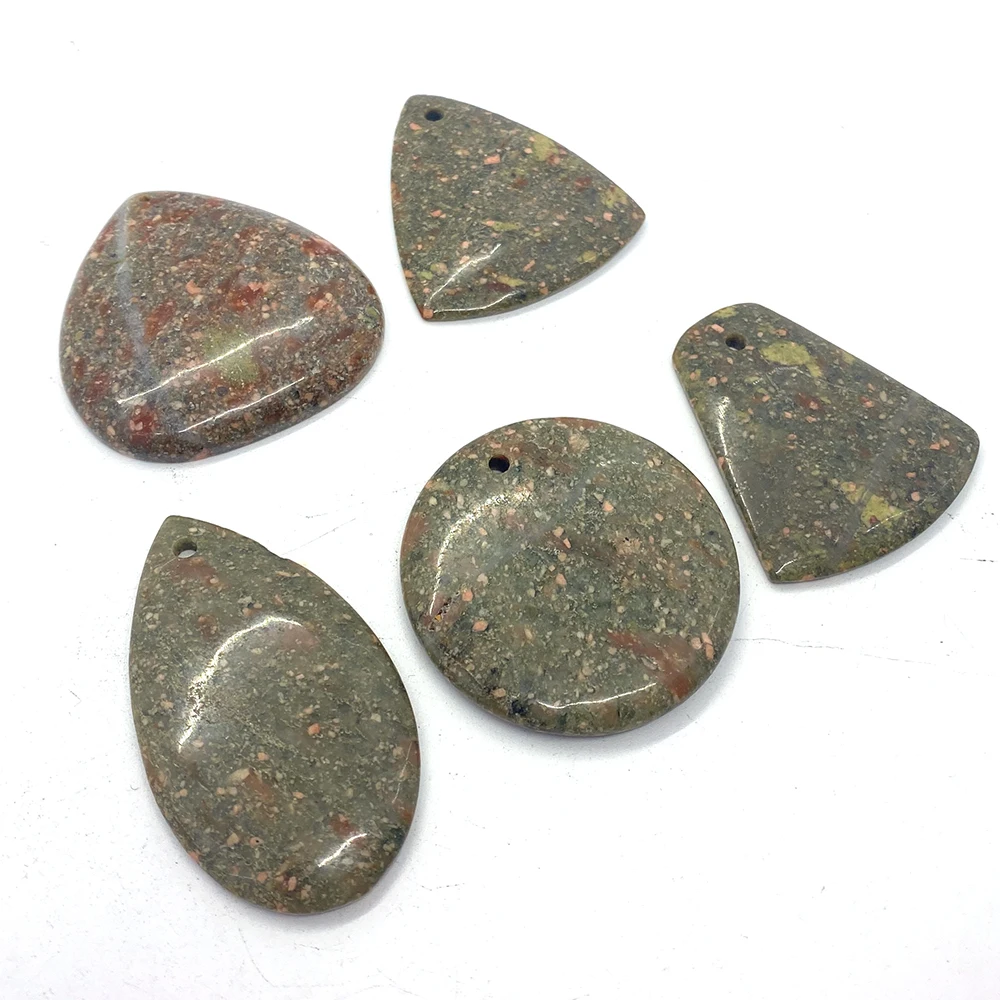 

5pcs Natural Stone Peridot Pendant Irregular Shape Beautiful Gemstone Women's Pendant Jewelry Making DIY Necklace Accessories