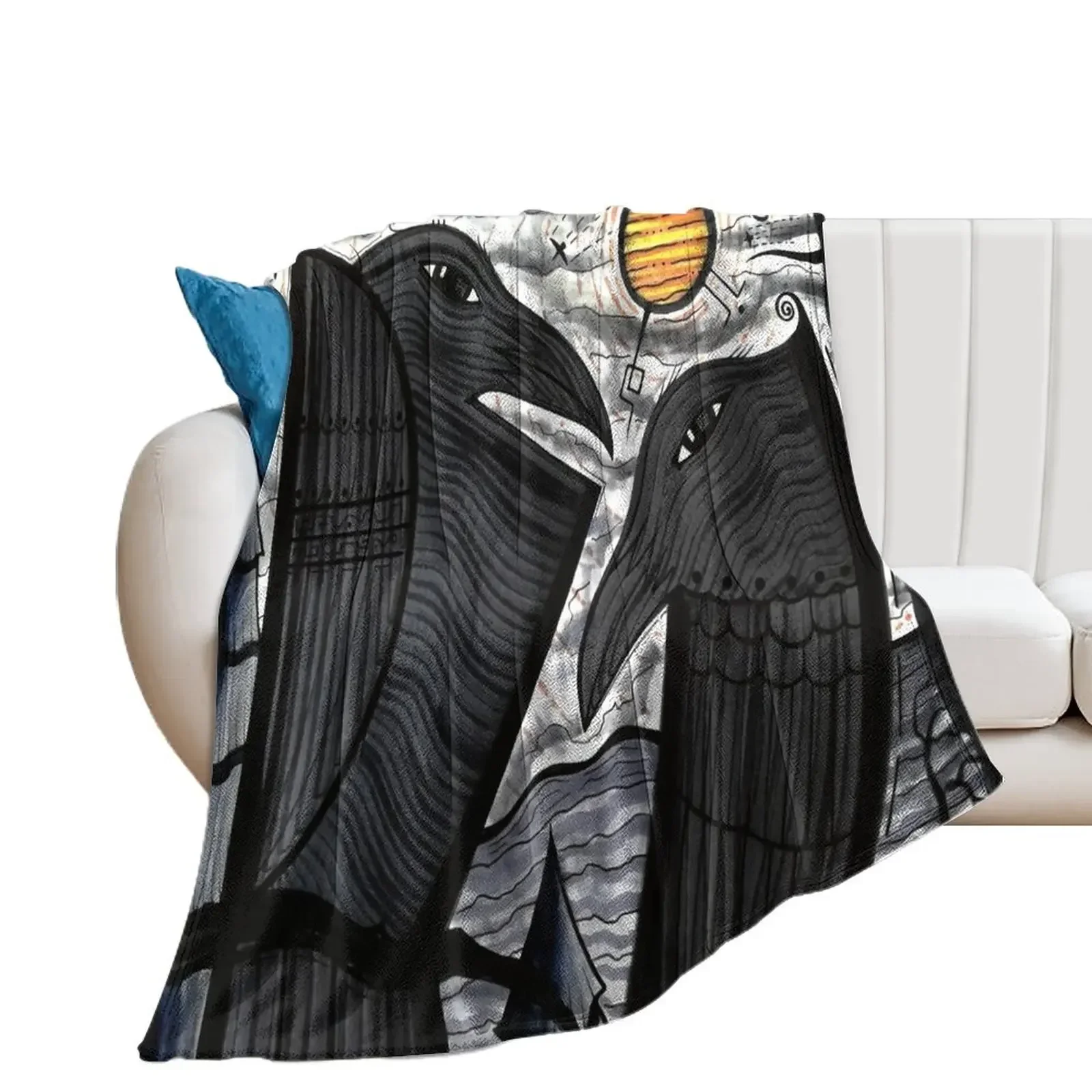 Два корвида под солнцем dk_2020july29a плед одеяло Кемпинг фланелевые клетчатые