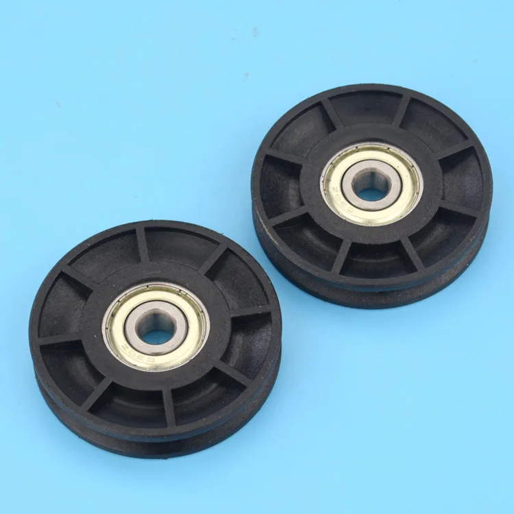 2pcs 8x56x11mm 638zz bearing pulley roller V groove with U concave elevator door wheel nylon wire rope guide |