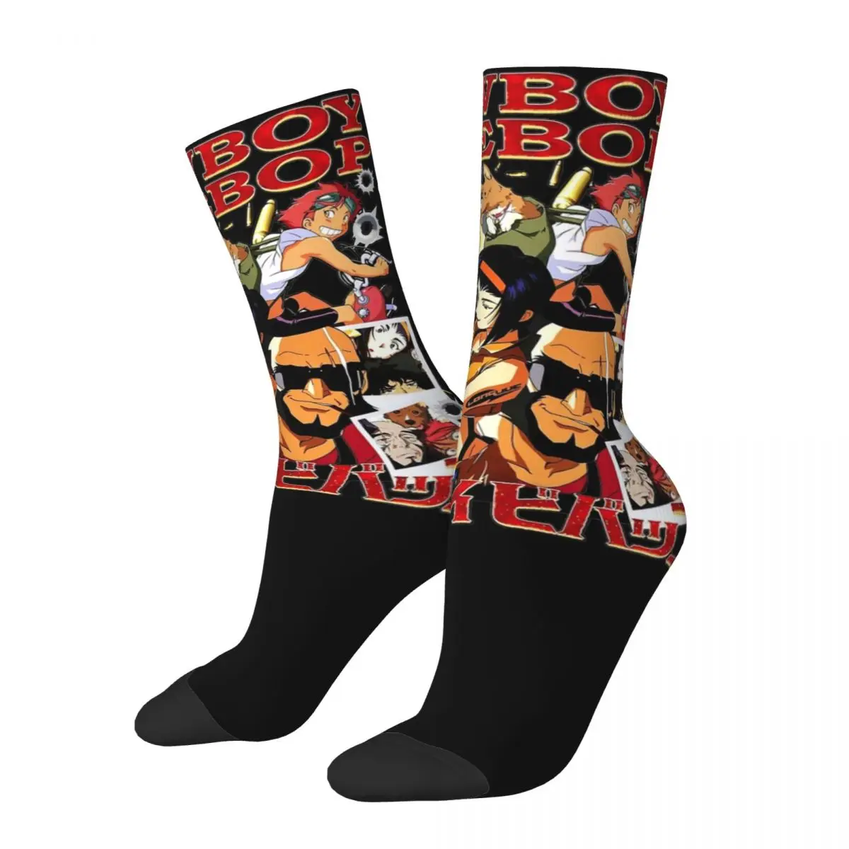 

Harajuku Men Socks Cowboy Bebop Anime Merch Soft Science Fiction Manga Skateboard Socks Spring Autumn Winter