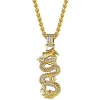 goldchic chinese dragon pendant necklace for women men 18k gold plated ice cz micro paved mascot lucky charm necklace hip pop