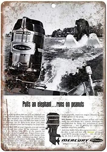 Decor Kitchen Man Cave Unique Home Vintage 8&quotx12&quotMer-cury Outboard Motor Boating Coffee House or Wall Dec