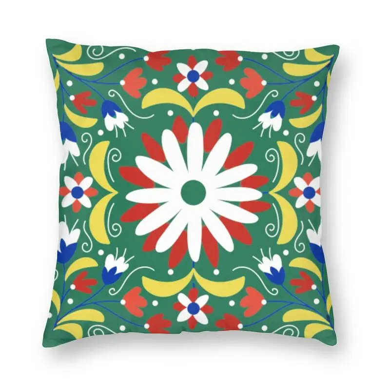 

Mexican Otomi Embroidery Flower Cushion Covers Velvet Traditional Textile Throw Pillow Case Pillowcase Living Room Decoration