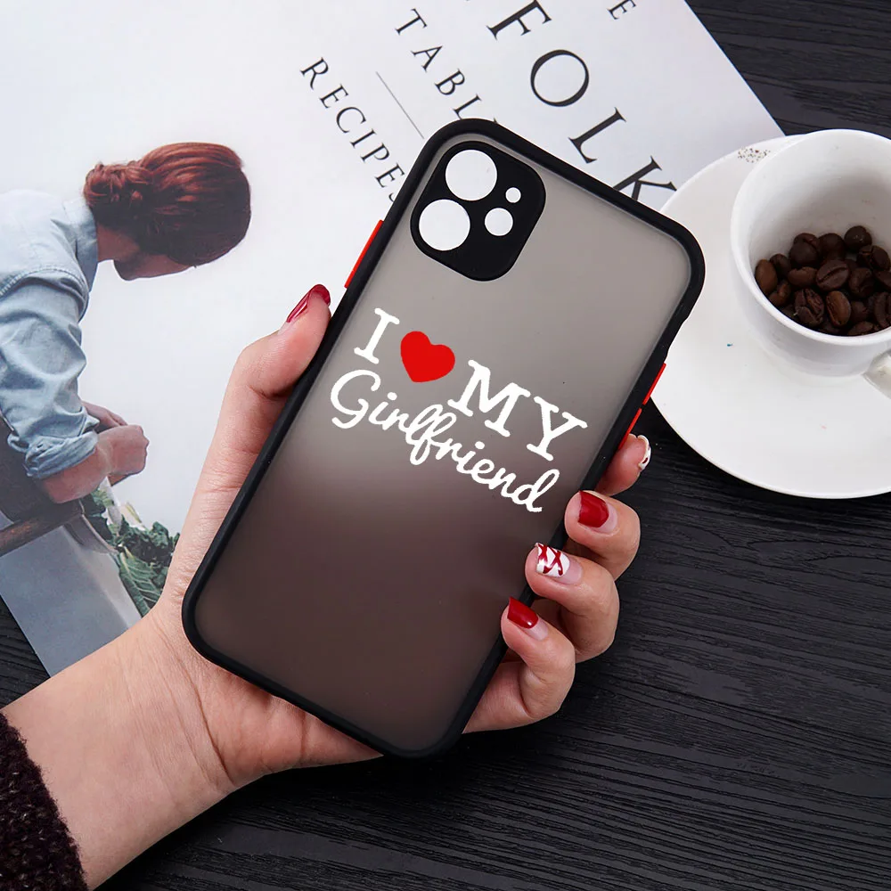 Матовый чехол с рисунком Love this Girl Boy для влюбленных пар телефона iPhone 11 12 13 Pro Max X XS XR