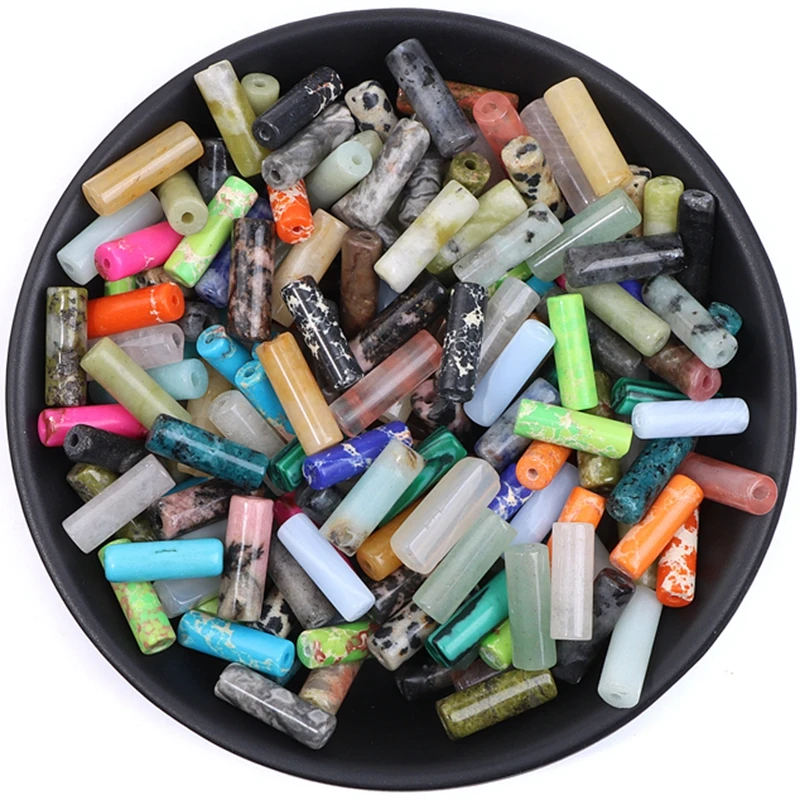 Оптовая продажа 4x13 мм натуральные цилиндрические бусины из камня гладкая