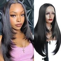 layered wig straight layered cut lace wig black 99j burgundy lace t part wigs preplucked with baby hair for women daily cosplay