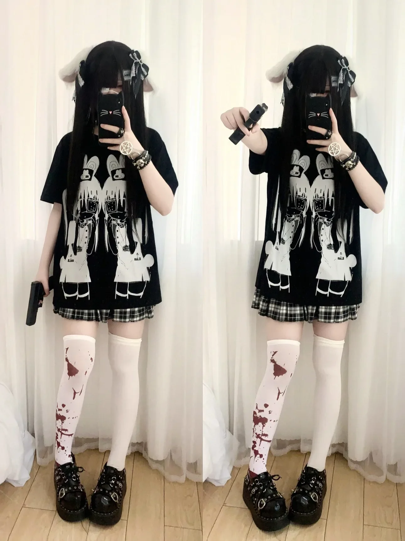 Очаровательные футболки с коротким рукавом круглым вырезом и принтом кролика