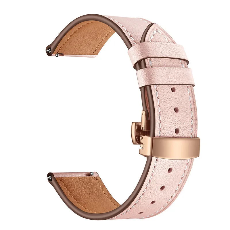 20mm Butterfly buckle Leather Band for Xiaomi Huami Amazfit GTS /GTR 42mm Watch Strap for Amazfit Bip lite S Bracelet bands