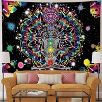 colorful skull tapestry floral mandala psychedelic wall cloth tapestries for room wall decor indian divination totem wall carpet